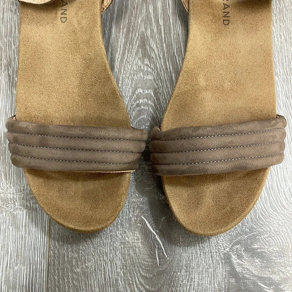 Lucky Brand Kellio Leather Ankle Strap Wedge Sandal Taupe Brown 6.5M - Picture 6 of 16